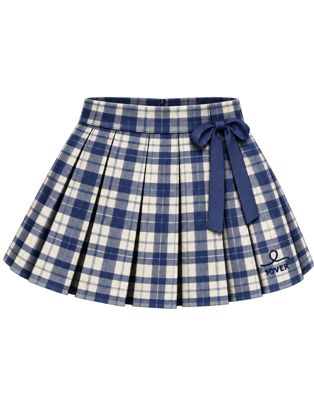 Checkered Skirt - Navy & Ivory