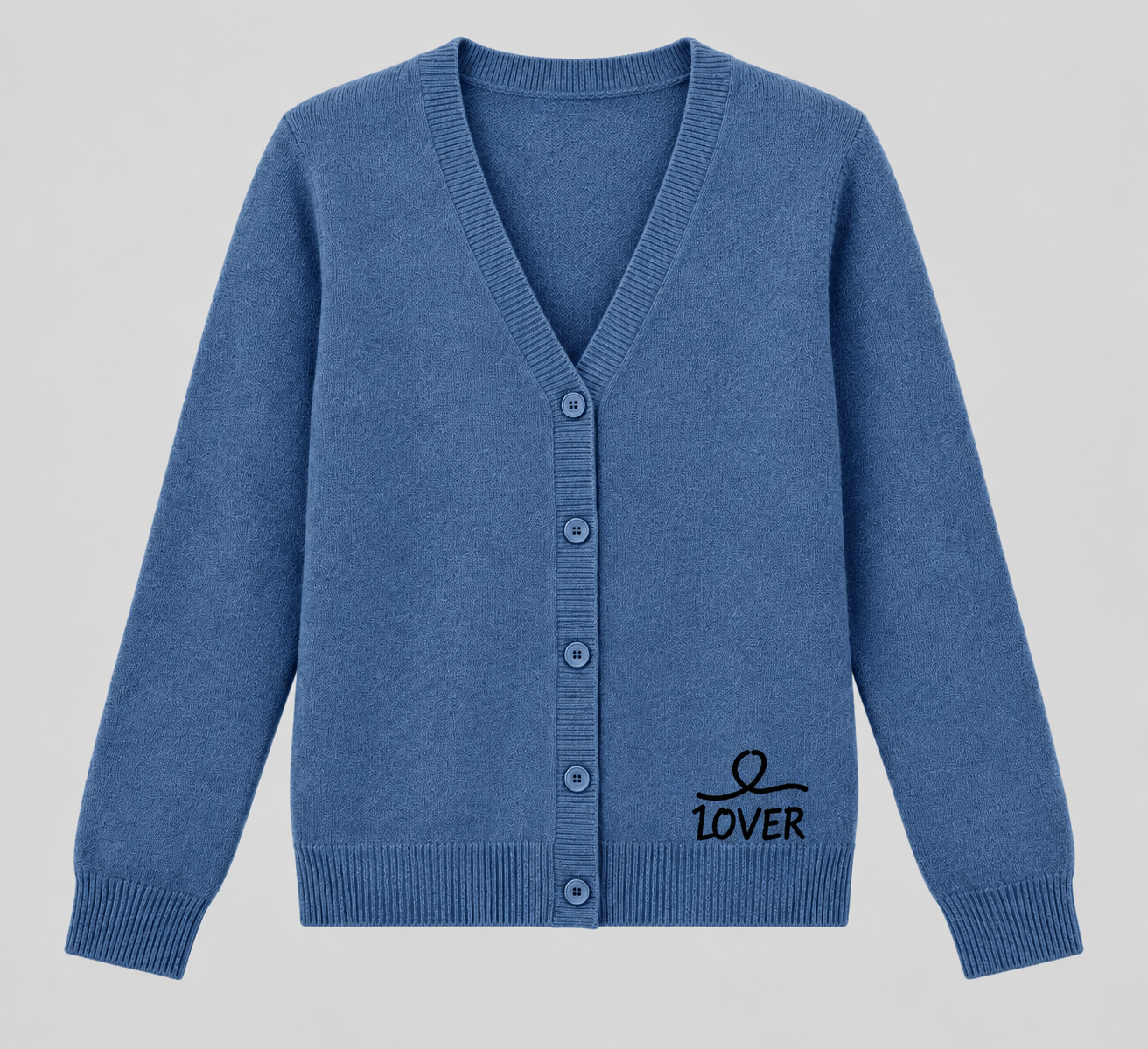 1OVER V-Neck Cardigan — Steel Blue