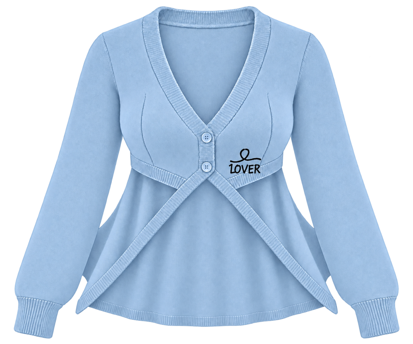 1OVER Longback Cape Knit Cardigan — Powder Blue