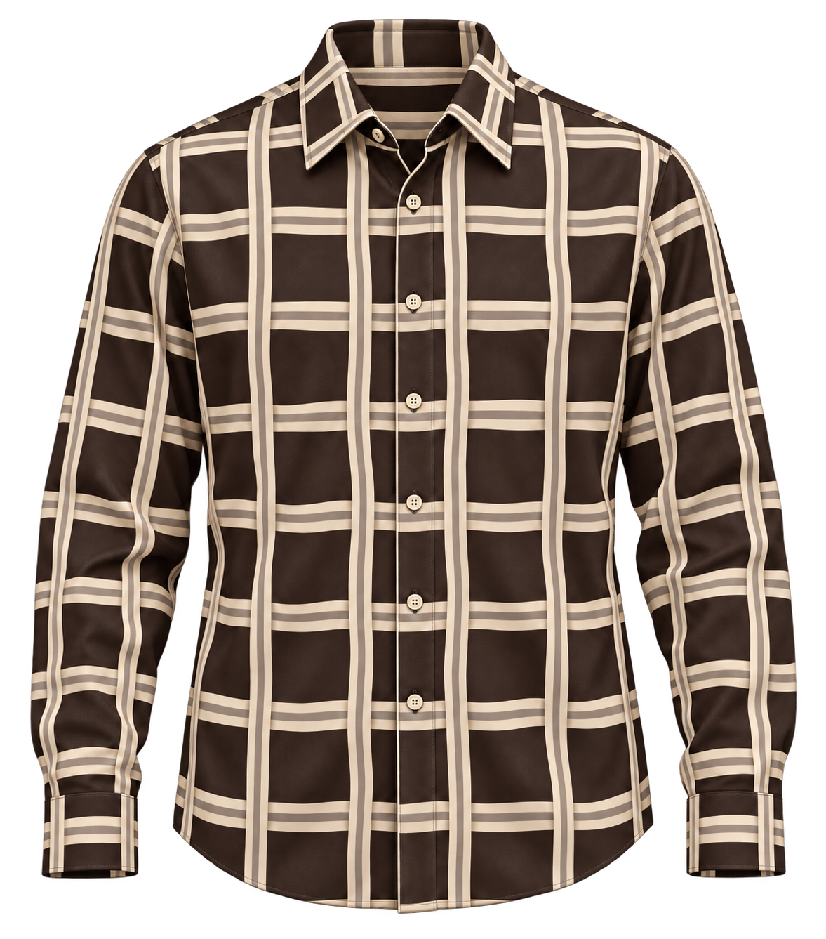 1OVER Ribbon Path Check Shirt — Espresso Brown