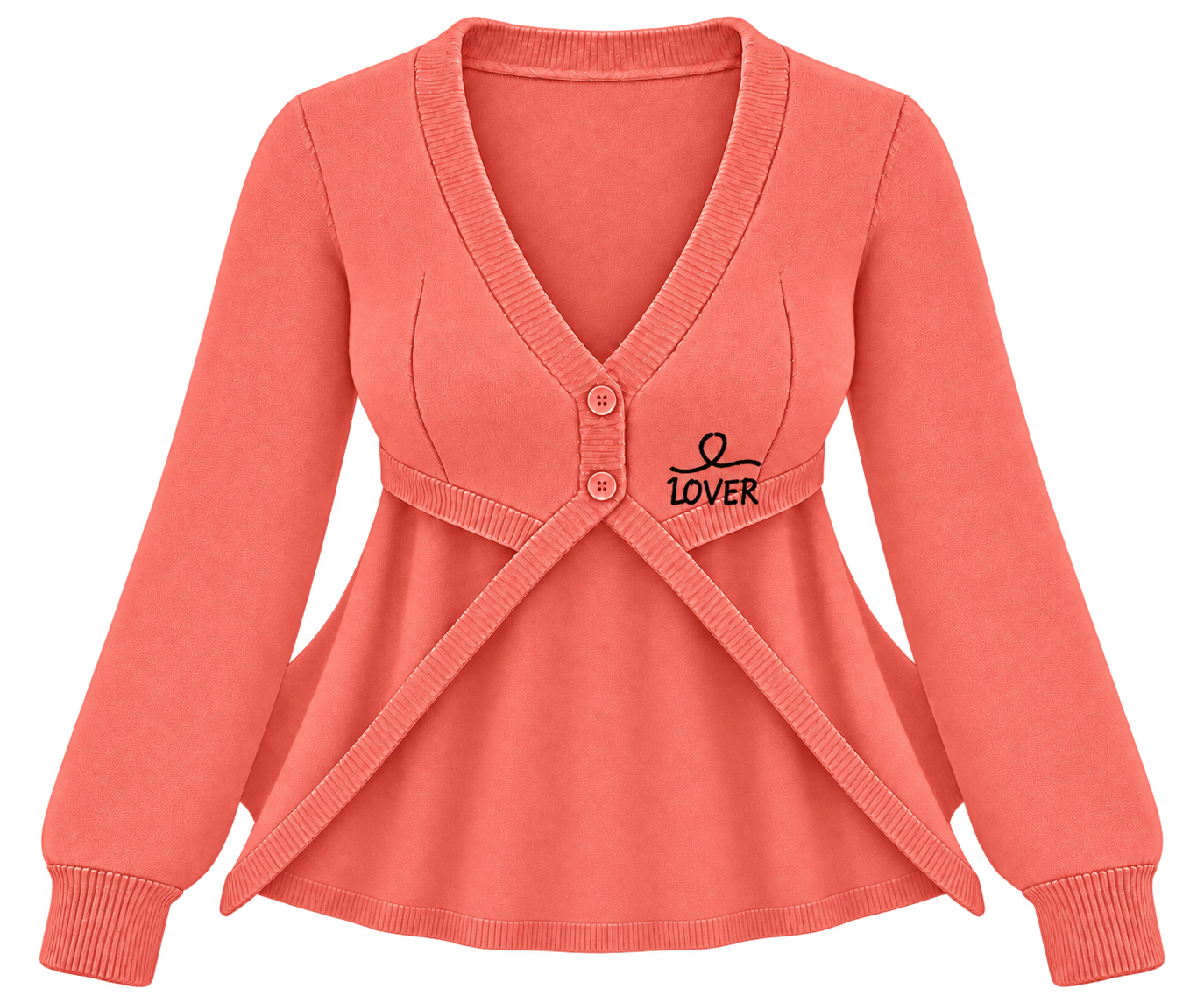 1OVER Longback Cape Knit Cardigan — Coral
