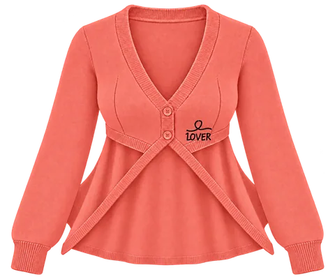 1OVER Longback Cape Knit Cardigan — Coral