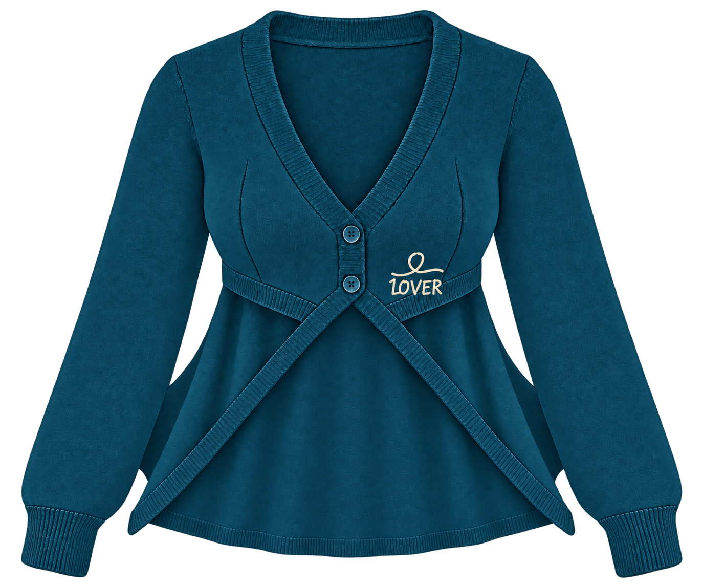 1OVER Longback Cape Knit Cardigan — Petrol