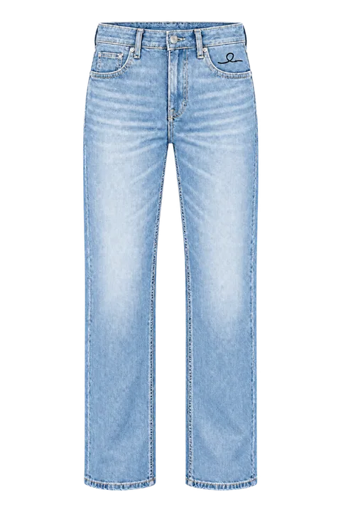 1OVER Ribbon Straight Jeans — Ice Blue