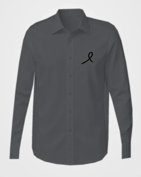 1OVER Ribbon Chest Dress Shirt — Charcoal Gray