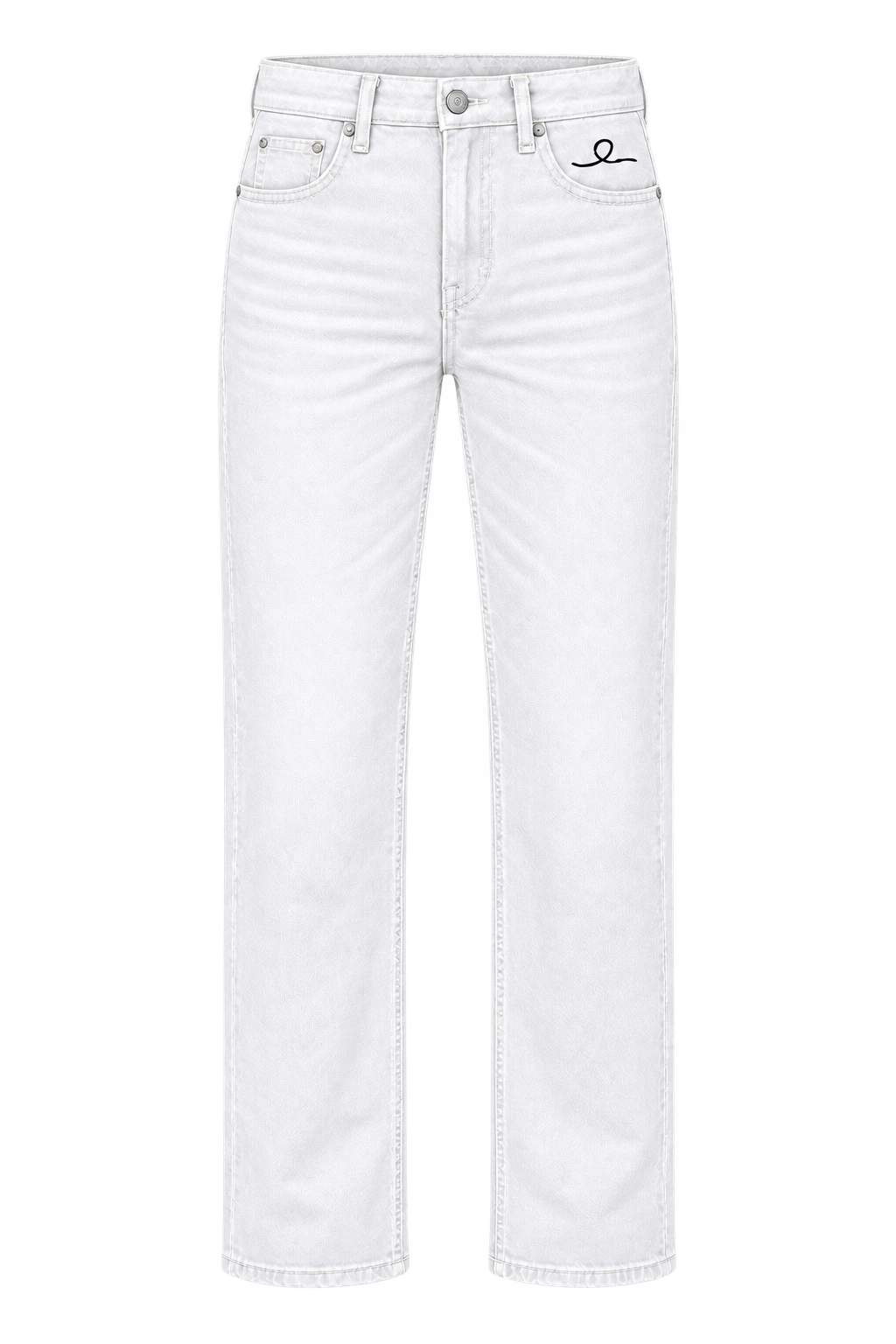 1OVER Ribbon Straight Jeans — White
