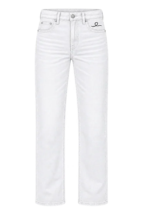 1OVER Ribbon Straight Jeans — White