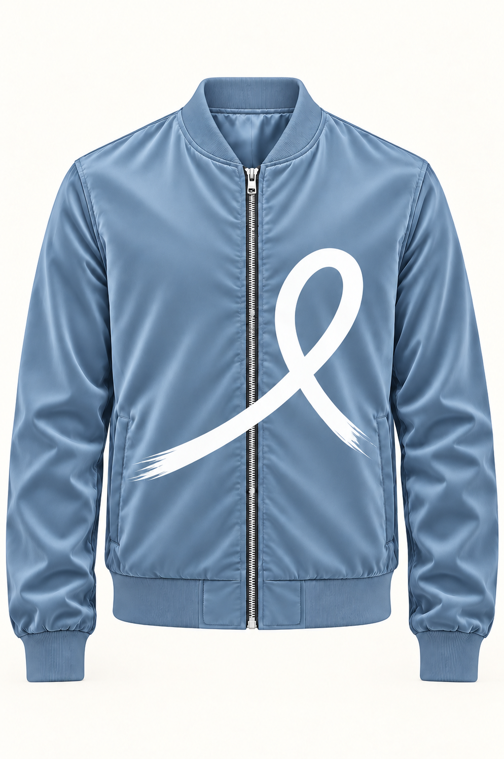 1OVER Ribbon Bomber Jacket — Dusty Blue