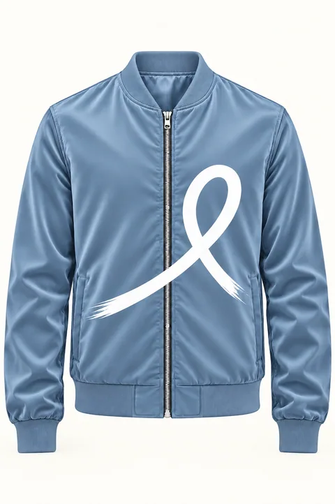1OVER Ribbon Bomber Jacket — Dusty Blue