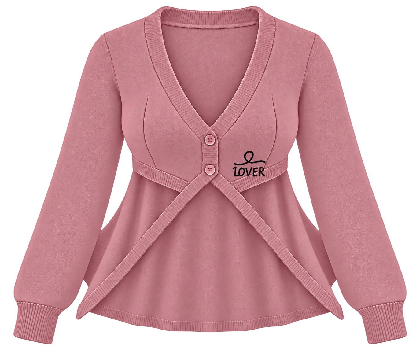 1OVER Longback Cape Knit Cardigan — Dusty Rose
