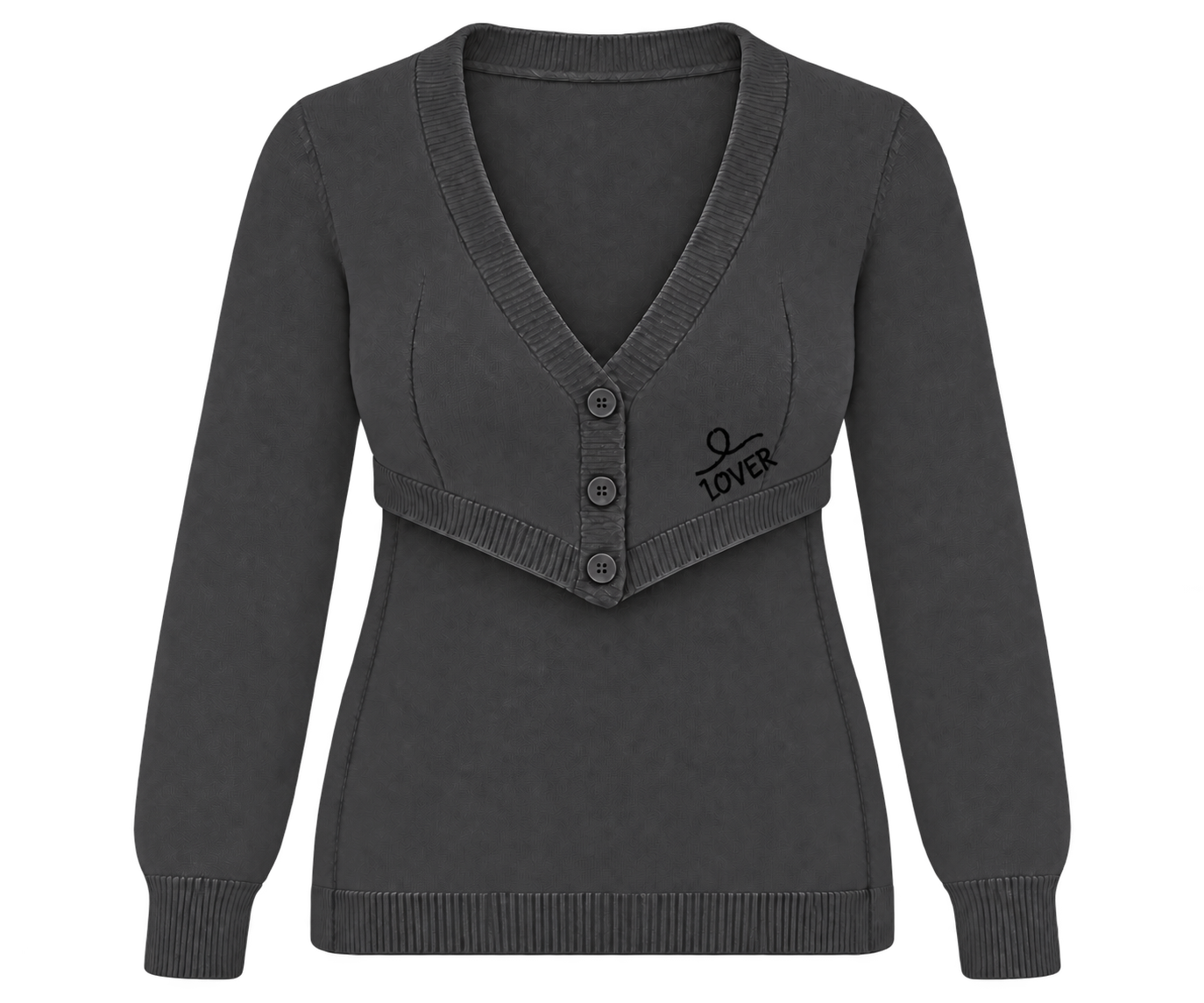 1OVER Longback Cardigan Bra — Charcoal
