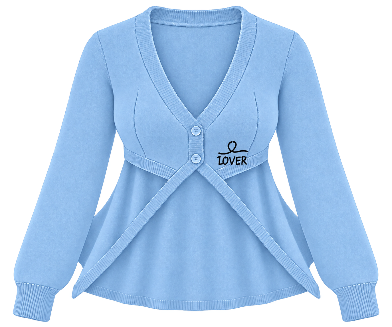 1OVER Longback Cape Knit Cardigan — Sky Blue