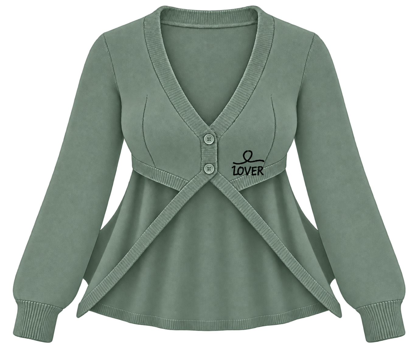 1OVER Longback Cape Knit Cardigan — Eucalyptus