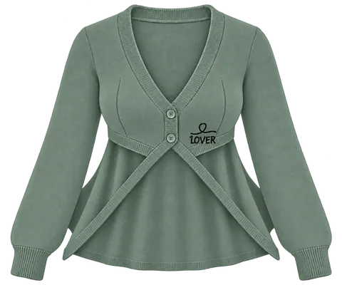 1OVER Longback Cape Knit Cardigan — Eucalyptus