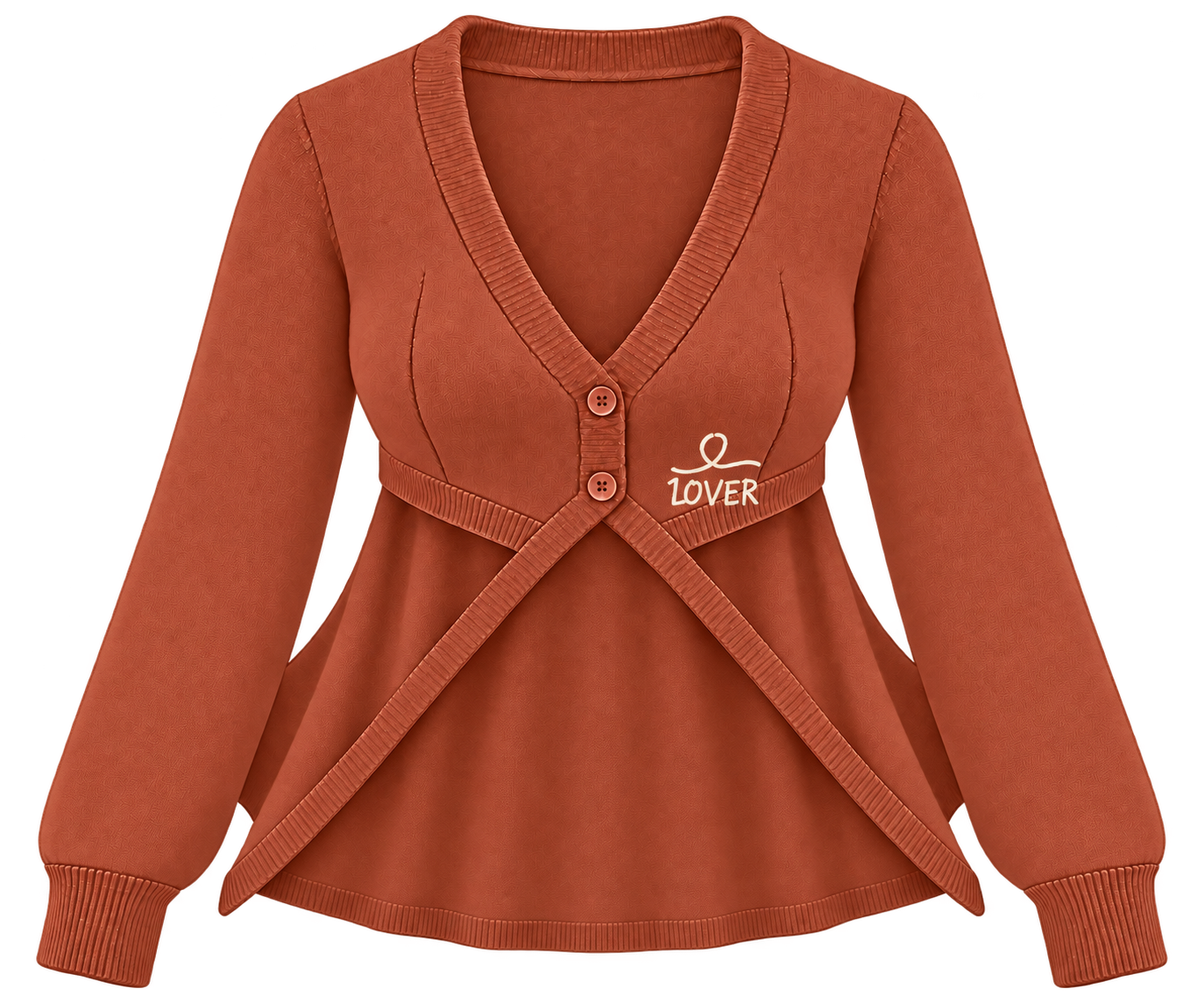 1OVER Longback Cape Knit Cardigan — Terracotta