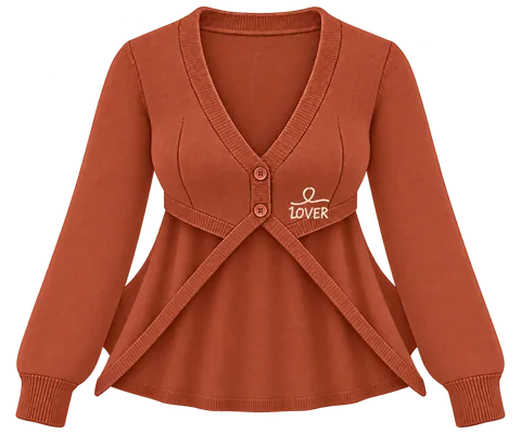 1OVER Longback Cape Knit Cardigan — Terracotta