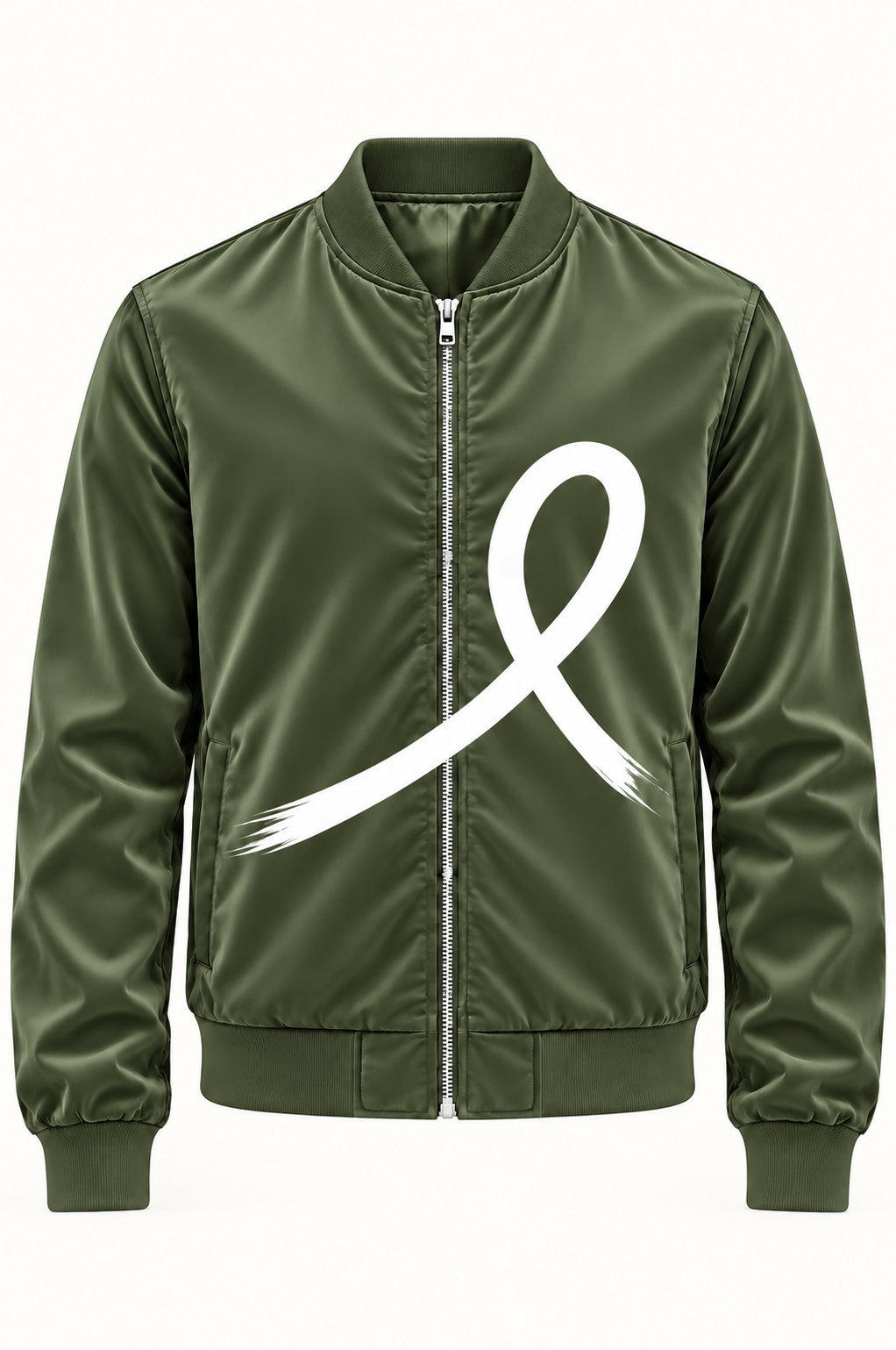 1OVER Ribbon Bomber Jacket — Moss