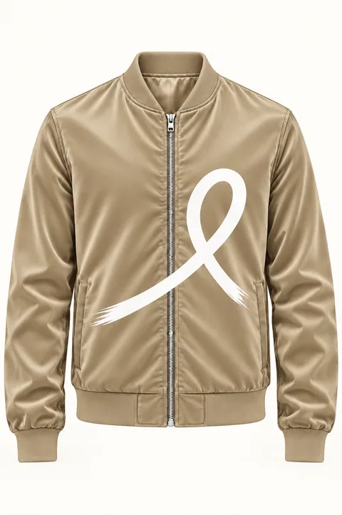 1OVER Ribbon Bomber Jacket — Warm Beige