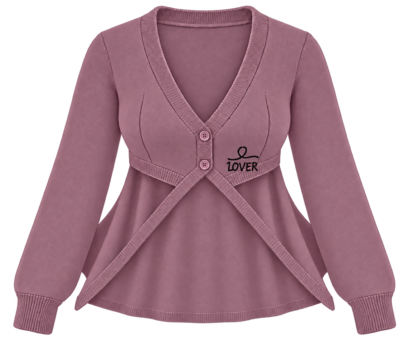 1OVER Longback Cape Knit Cardigan — Mauve