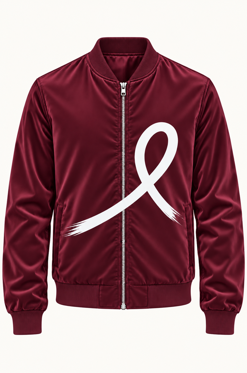 1OVER Ribbon Bomber Jacket — Burgundy