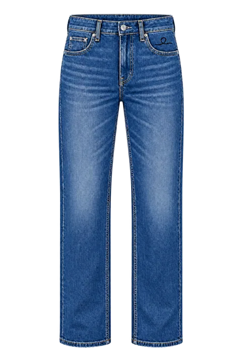 1OVER Ribbon Straight Jeans — Classic Blue