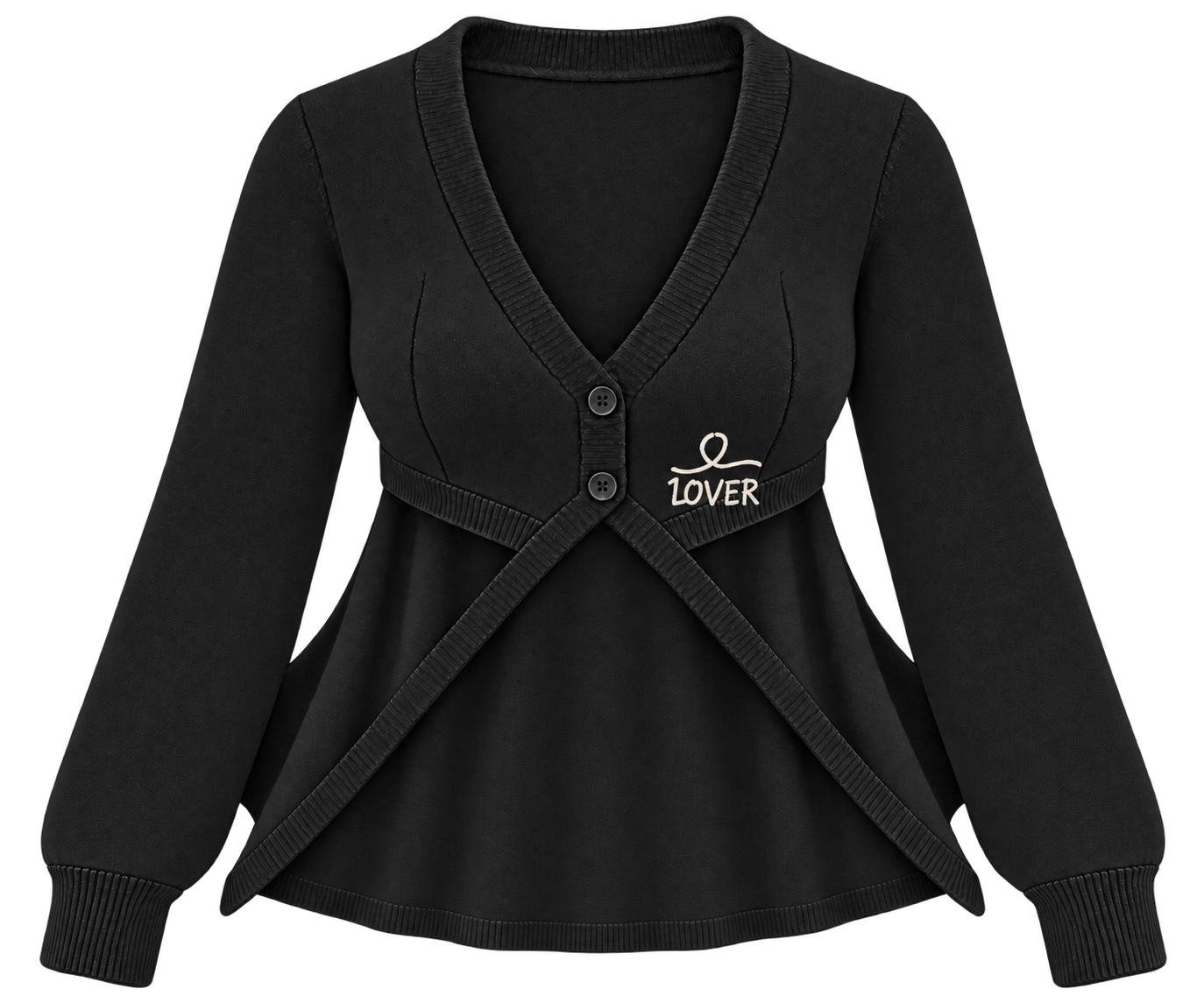 1OVER Longback Cape Knit Cardigan — Soft Black