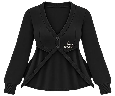 1OVER Longback Cape Knit Cardigan — Soft Black