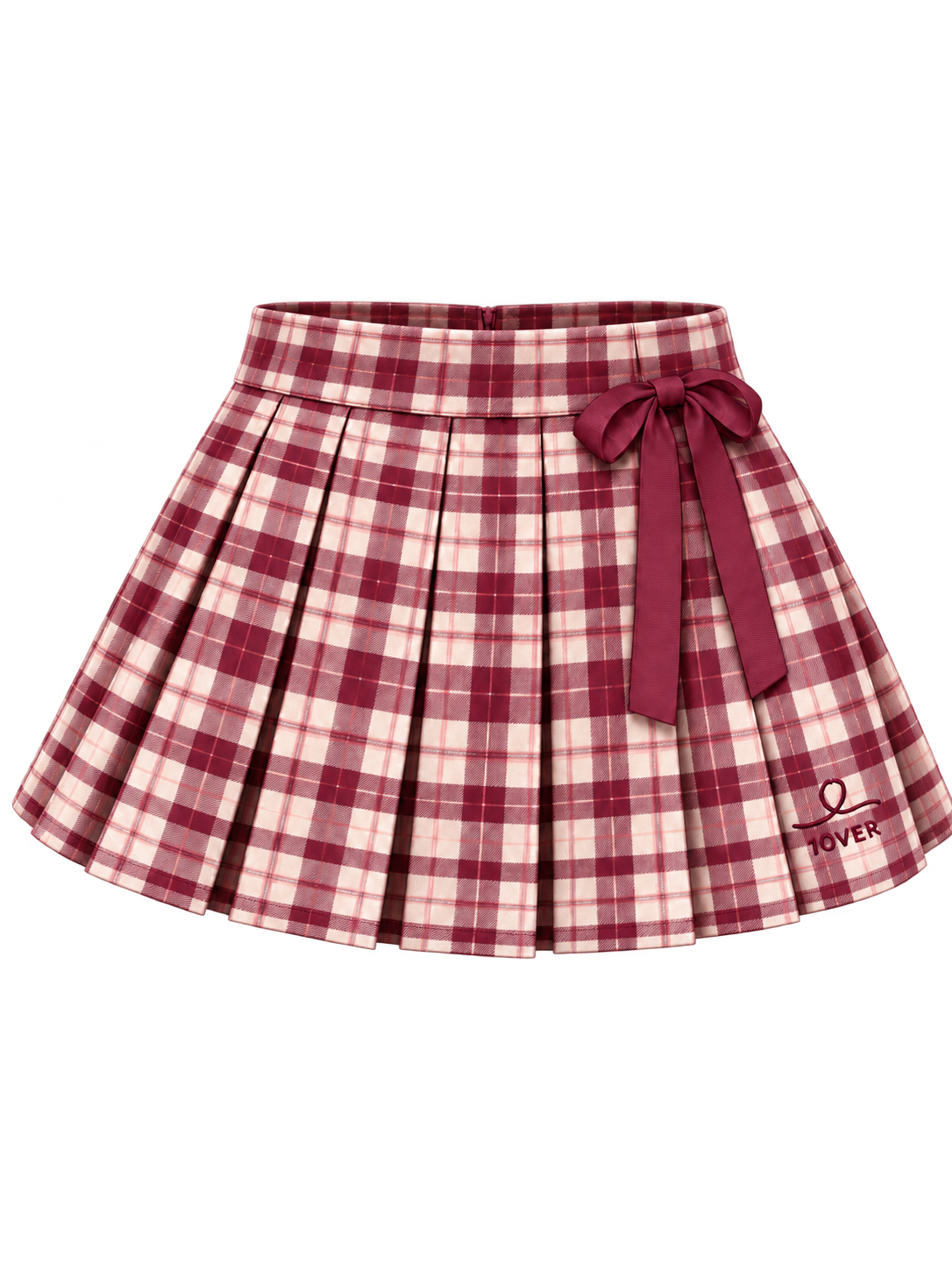Checkered Skirt - Burgundy & Cream