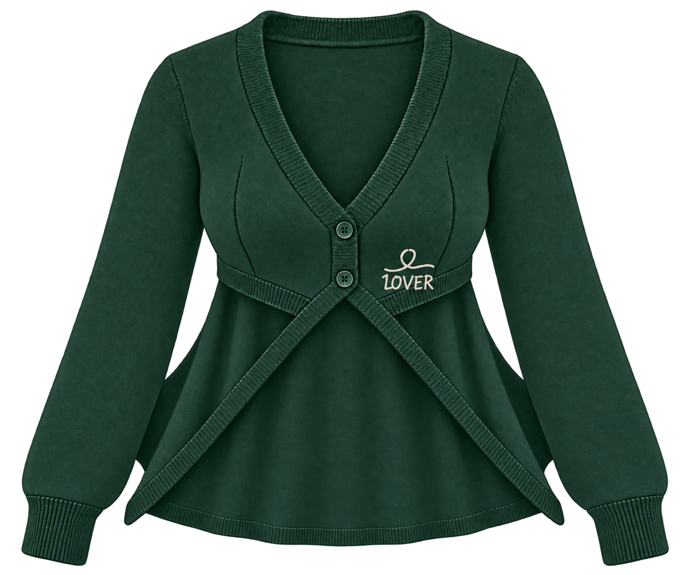 1OVER Longback Cape Knit Cardigan — Forest