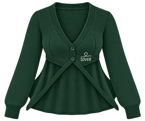 1OVER Longback Cape Knit Cardigan — Forest