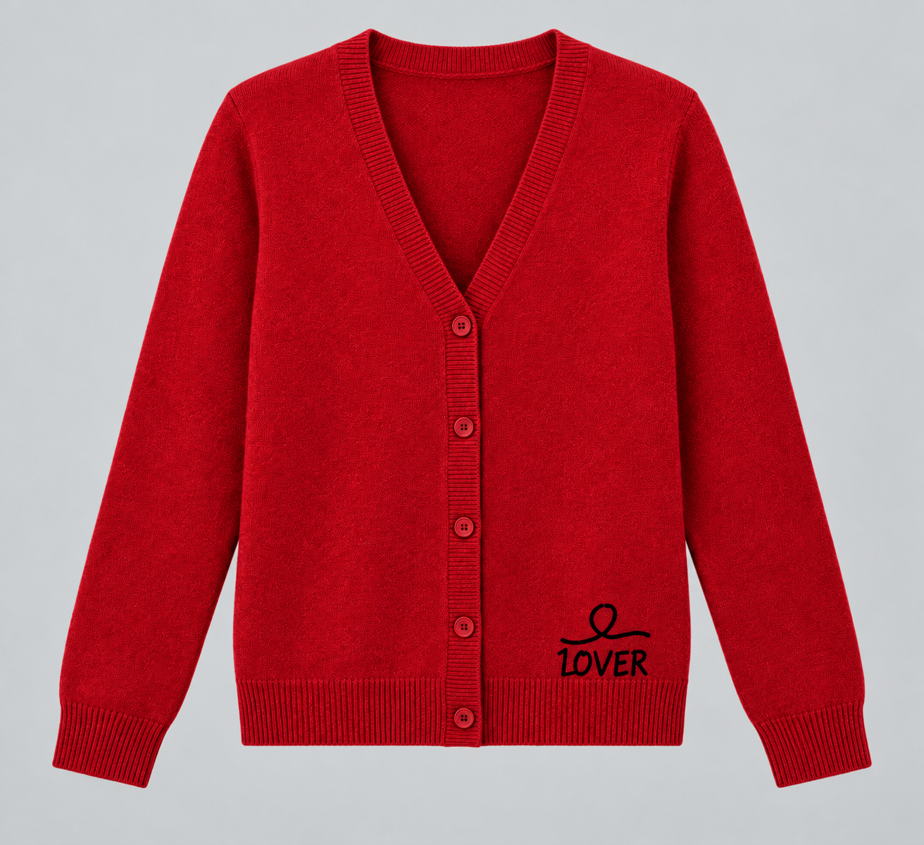 1OVER V-Neck Cardigan — Cherry