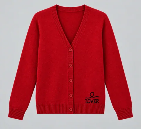 1OVER V-Neck Cardigan — Cherry