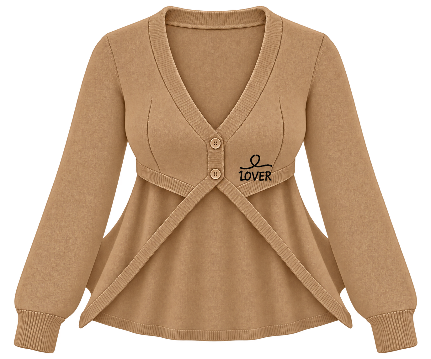 1OVER Longback Cape Knit Cardigan — Camel