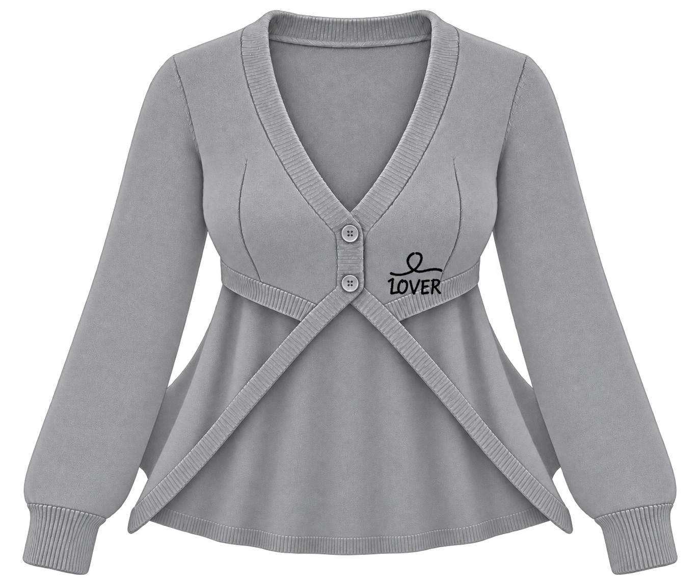 1OVER Longback Cape Knit Cardigan — Dove Gray