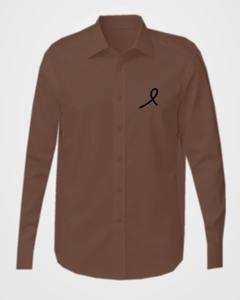1OVER Ribbon Chest Dress Shirt — Brown