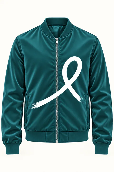 1OVER Ribbon Bomber Jacket — Deep Teal