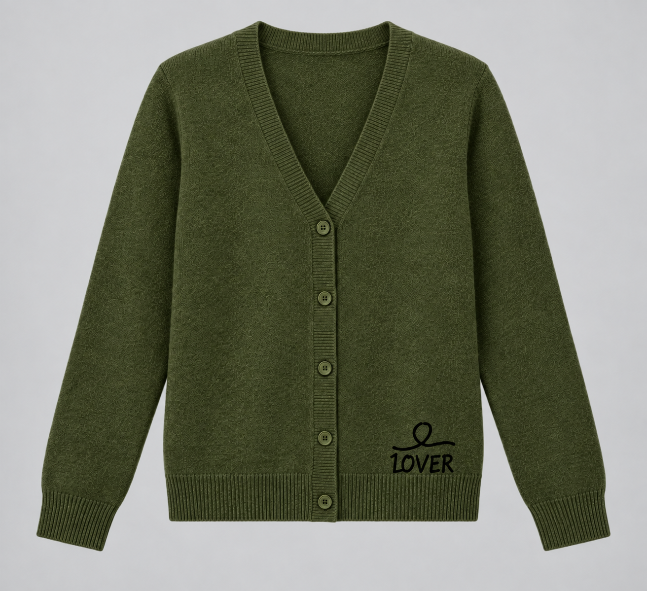 1OVER V-Neck Cardigan — Olive
