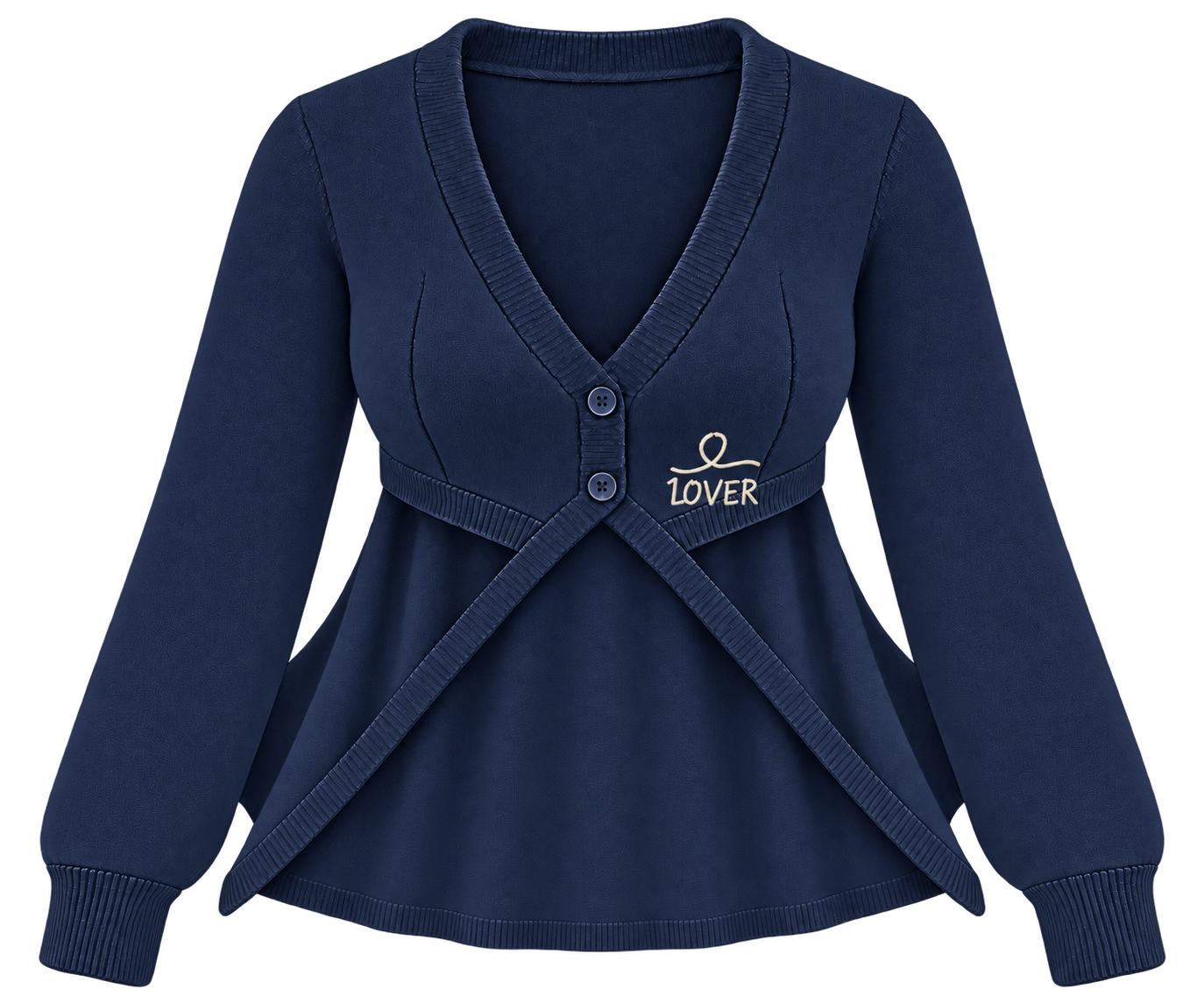 1OVER Longback Cape Knit Cardigan — Midnight Navy