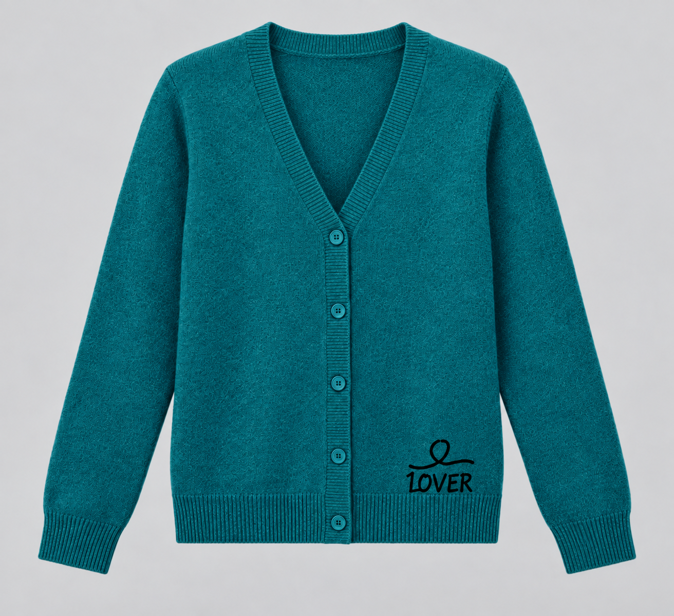 1OVER V-Neck Cardigan — Teal