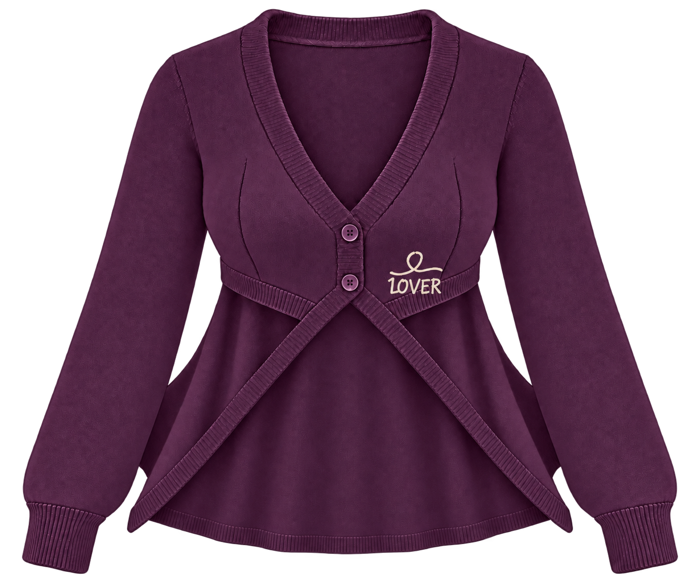 1OVER Longback Cape Knit Cardigan — Plum