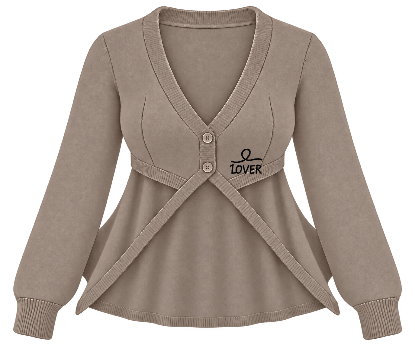 1OVER Longback Cape Knit Cardigan — Mushroom