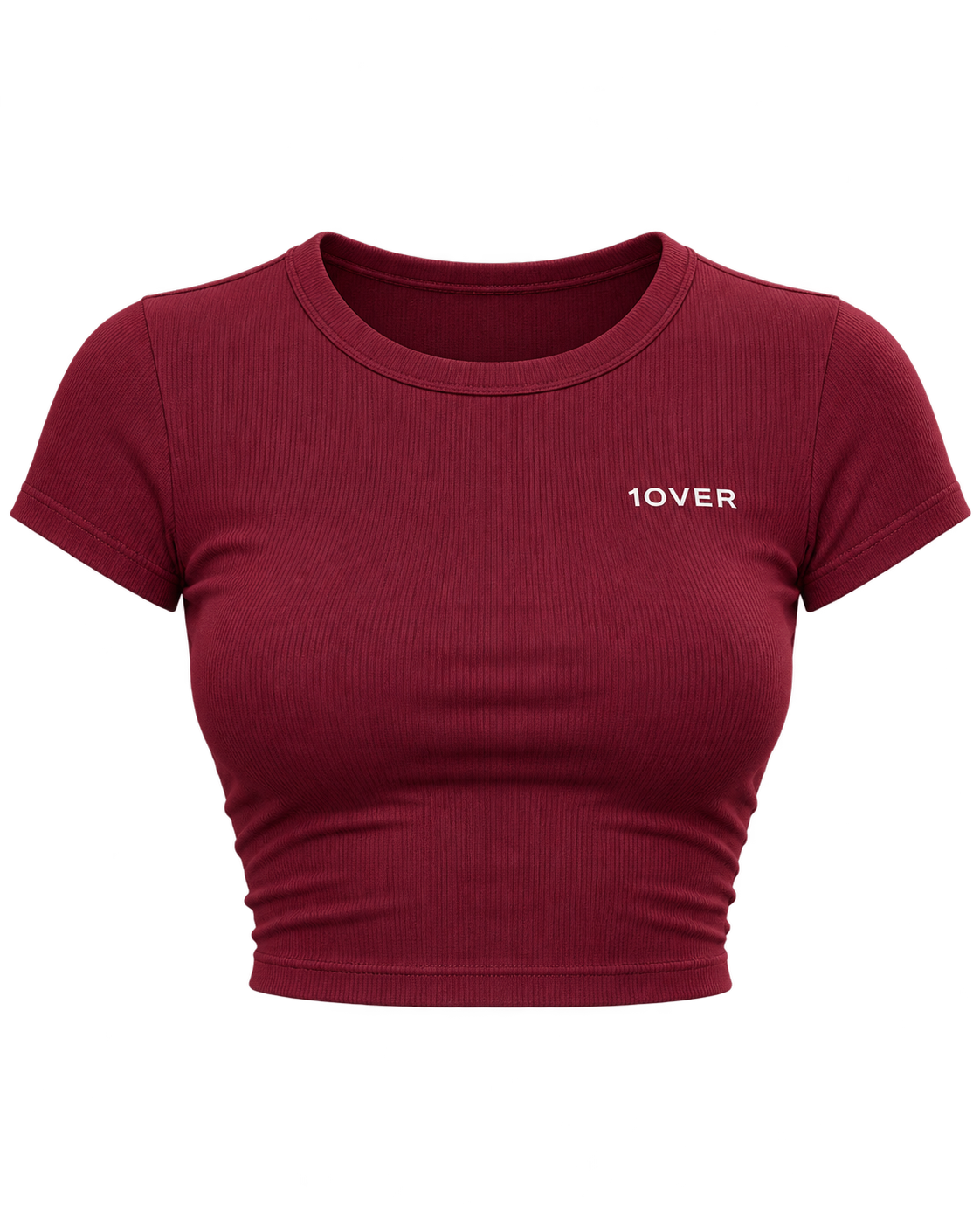 1OVER Ribbed Crop Tee — Burgundy