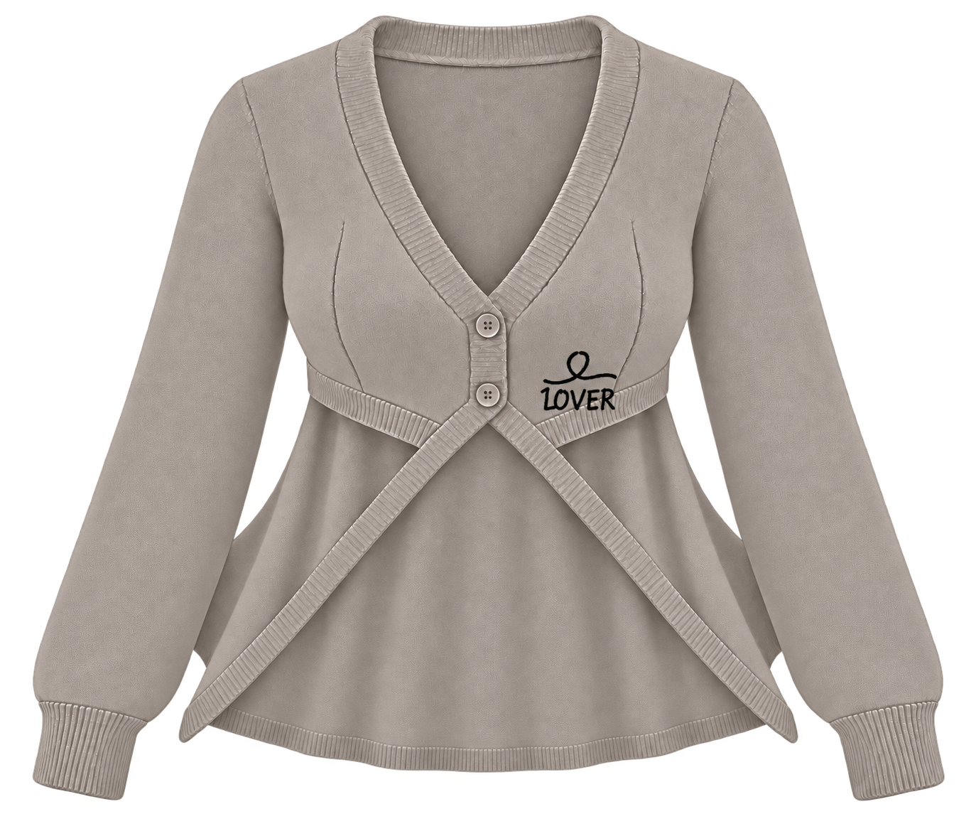 1OVER Longback Cape Knit Cardigan — Greige