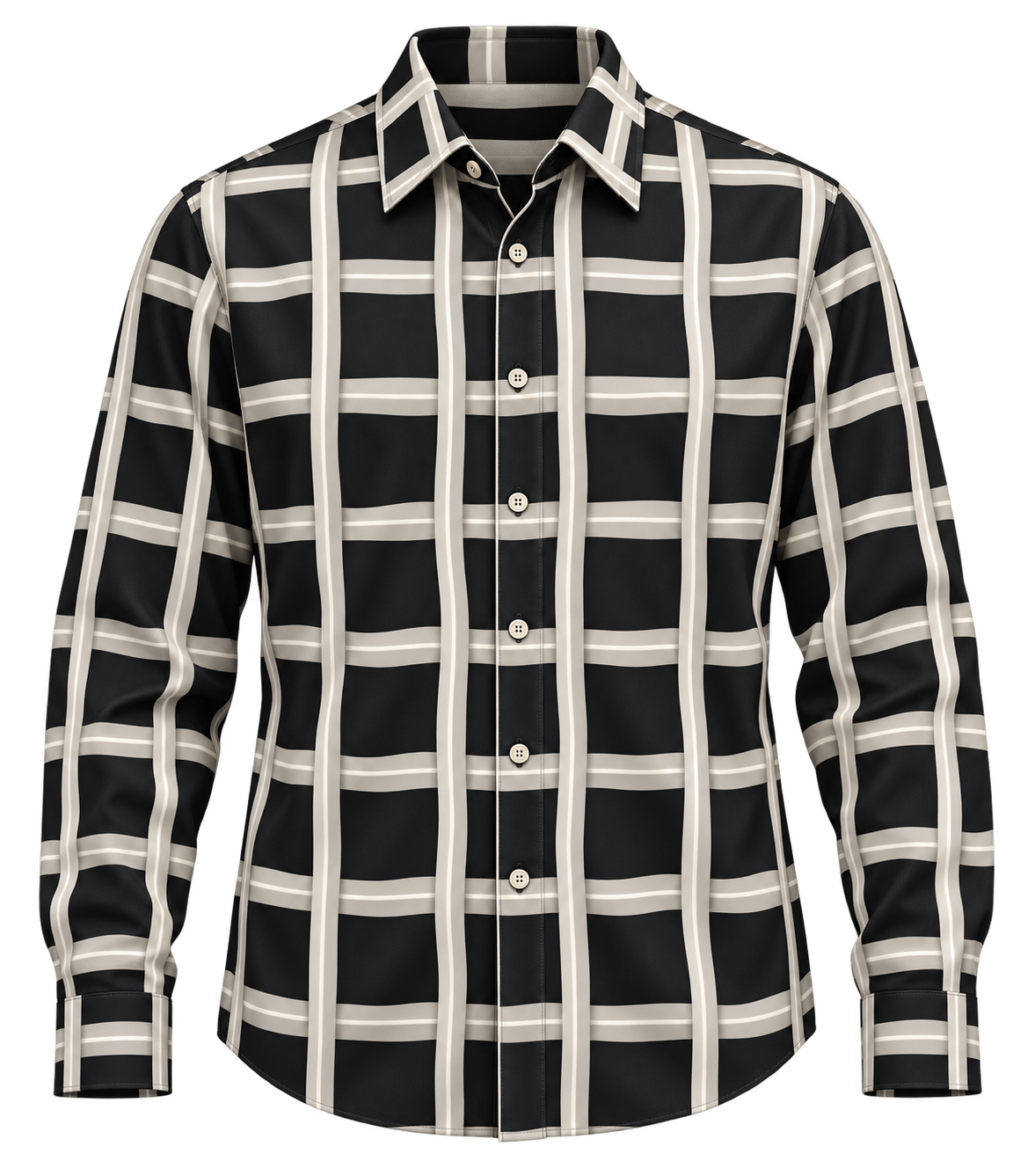 1OVER Ribbon Path Check Shirt — Black