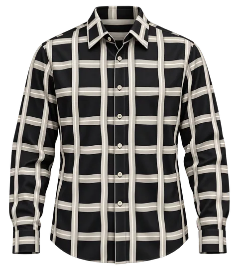 1OVER Ribbon Path Check Shirt — Black