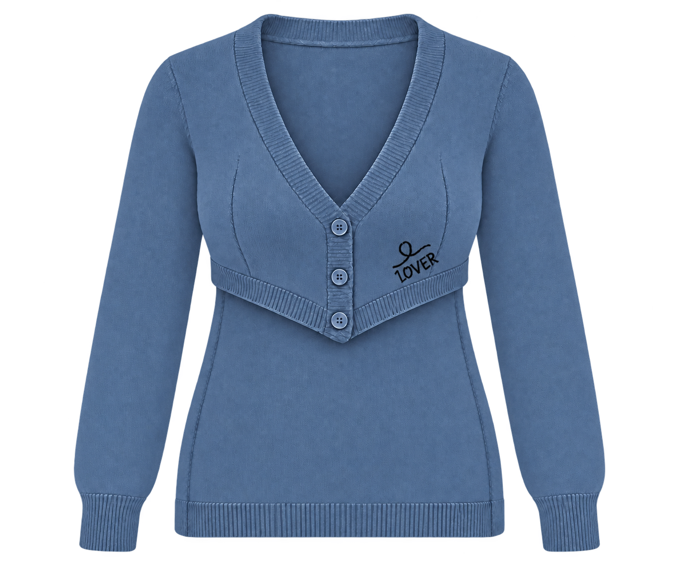 1OVER Longback Cardigan Bra — Denim Blue