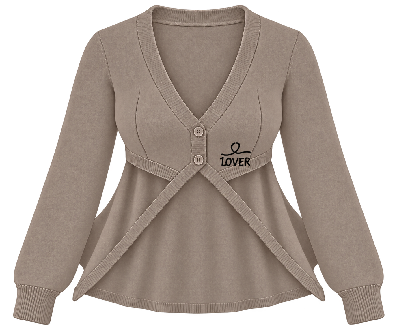 1OVER Longback Cape Knit Cardigan — Taupe