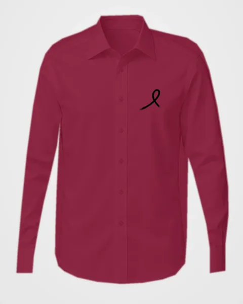 1OVER Ribbon Chest Dress Shirt — Burgundy