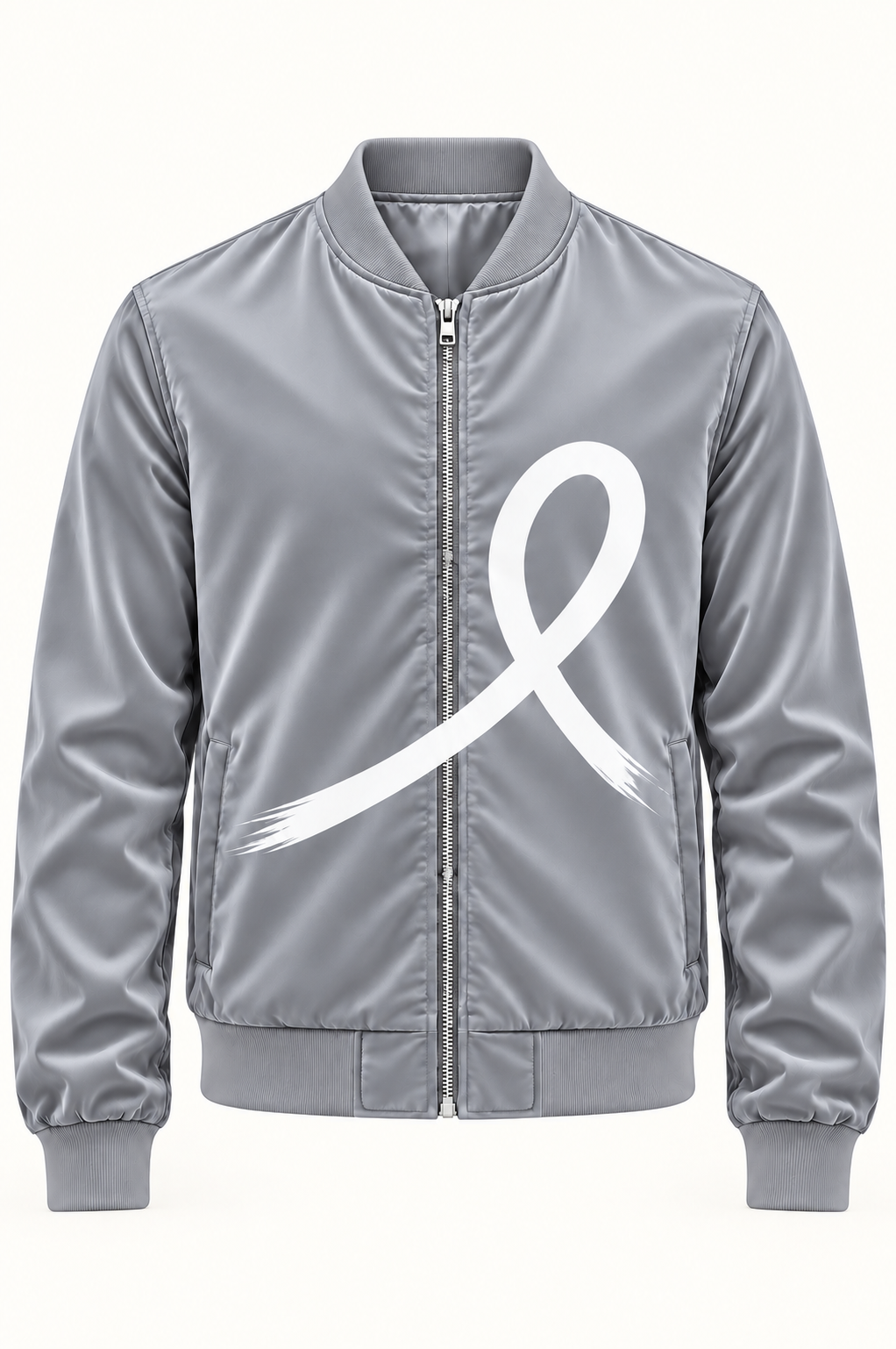 1OVER Ribbon Bomber Jacket — Silver Gray