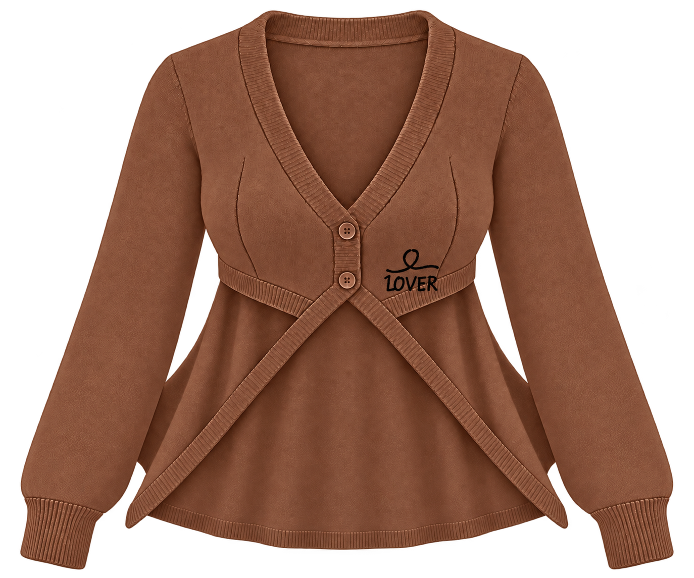 1OVER Longback Cape Knit Cardigan — Cinnamon